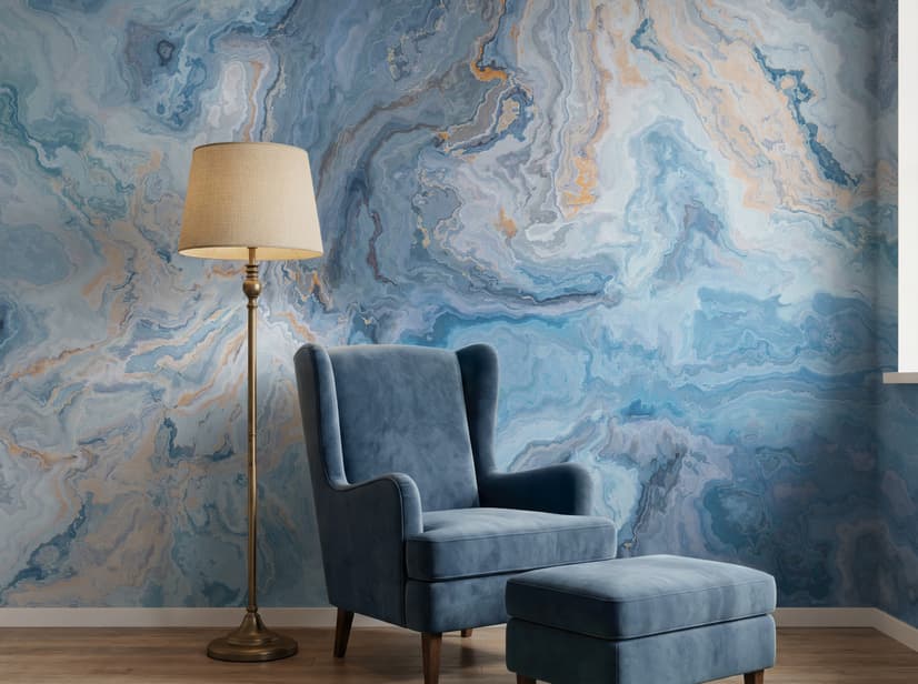 Turquoise Wave Pattern Wallpaper Mural