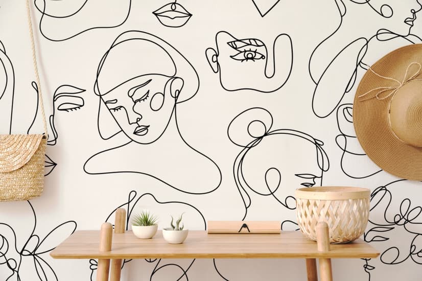 Elegant Abstract Faces Wallpaper Mural