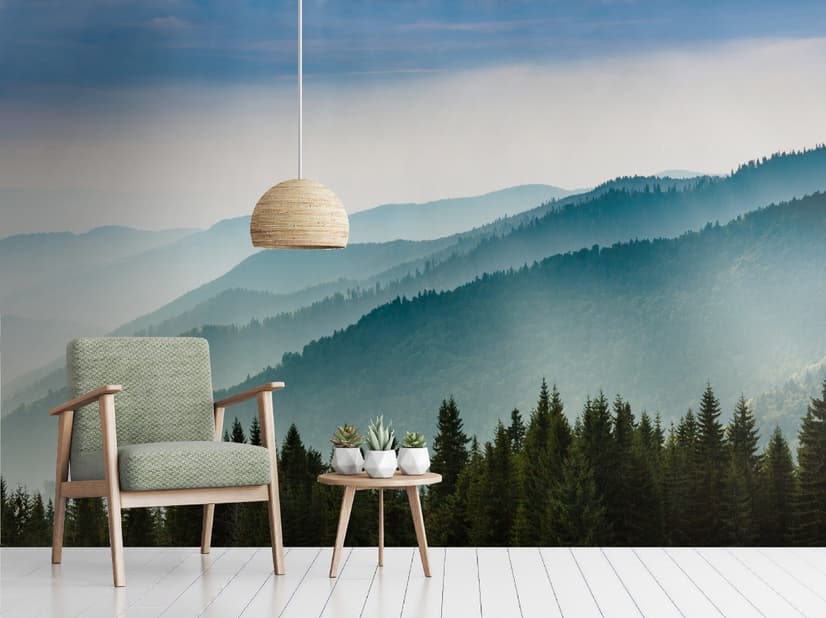 Foggy Mountains Landscape Wallpaper Mural