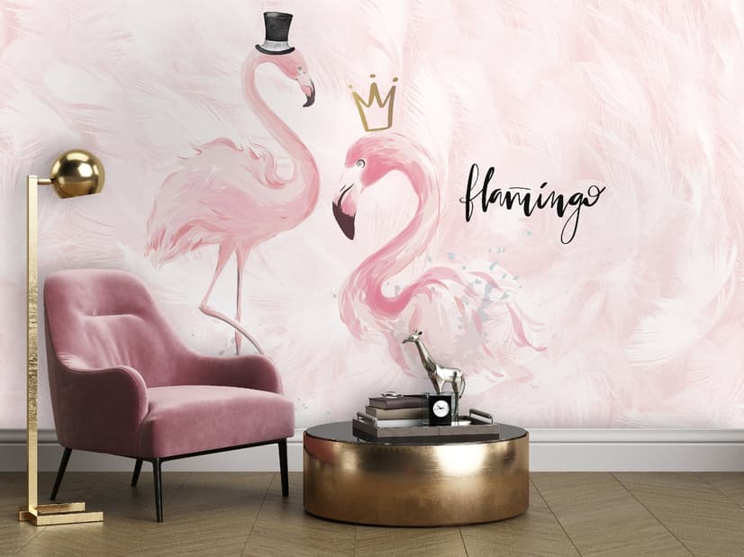 Powder Pink Flamingo Wallpaper Mural