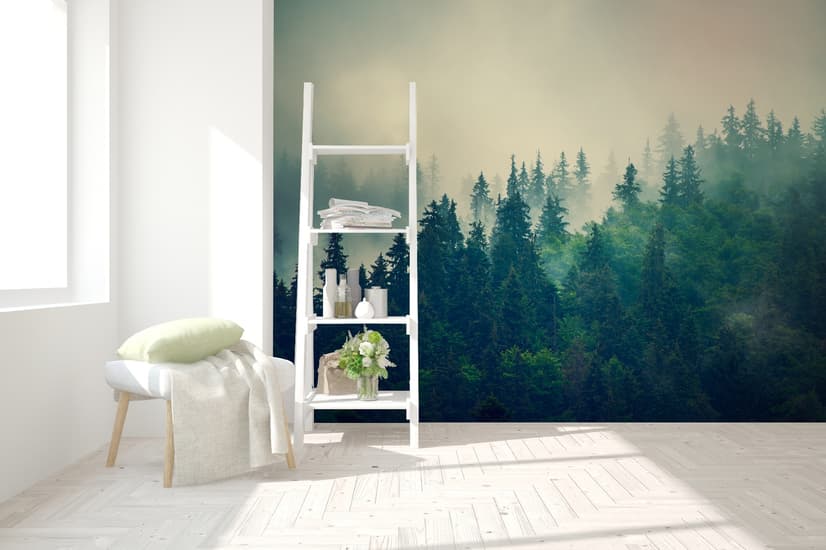Misty Pine Forest Wallpaper Mural