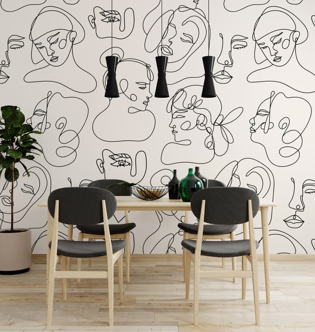 Elegant Abstract Faces Wallpaper Mural