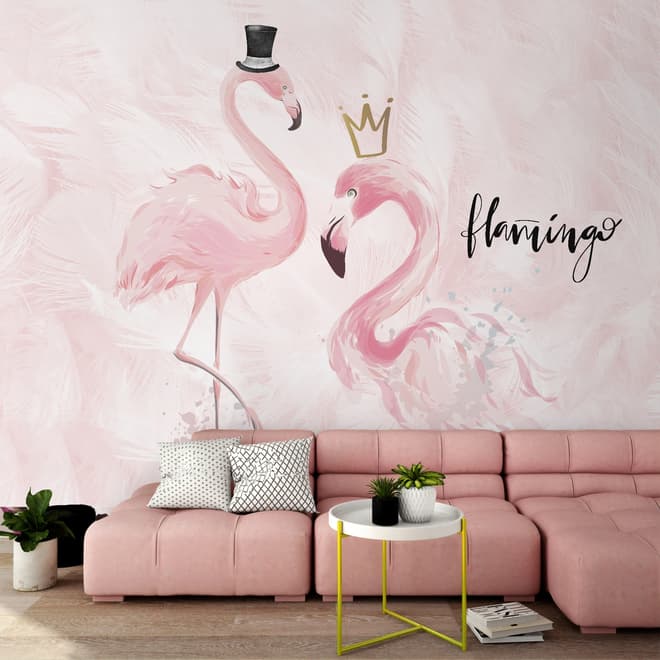 Powder Pink Flamingo Wallpaper Mural