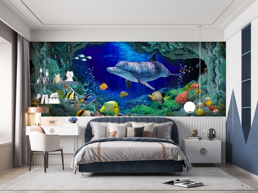 Undersea with Colorful Fish Wallpaper Mural