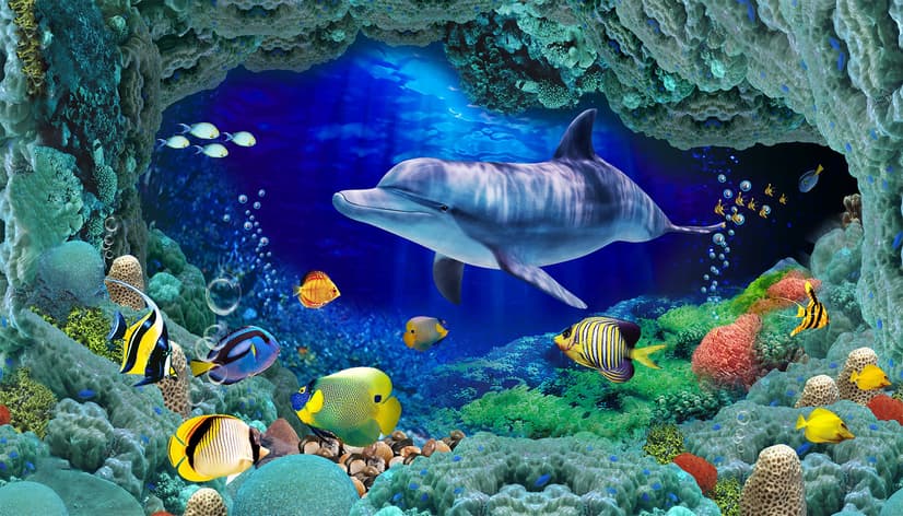 Undersea with Colorful Fish Wallpaper Mural