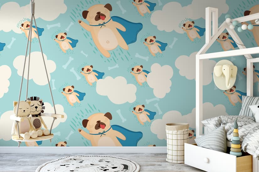 Cartoon Pet Dog Pattern Wallpaper Mural