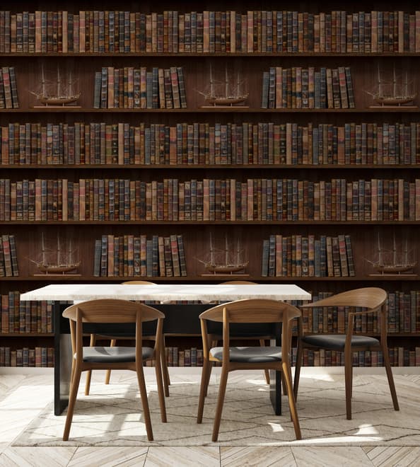 Vintage Bibliothek Fototapete