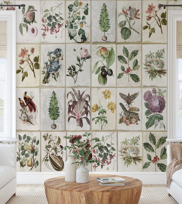 Vintage Blumen Keramik-Kunst Fototapete
