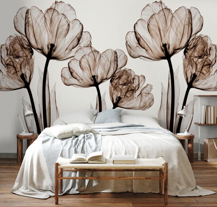 Fototapete mit transparenter Blumenkunst