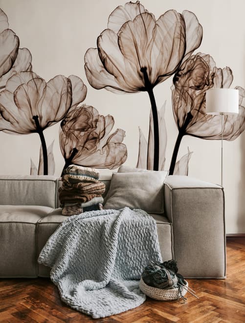 Fototapete mit transparenter Blumenkunst