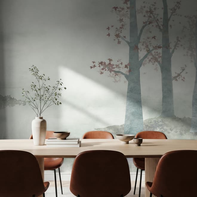 Misty Forest Autumn Landscape Wallpaper Mural
