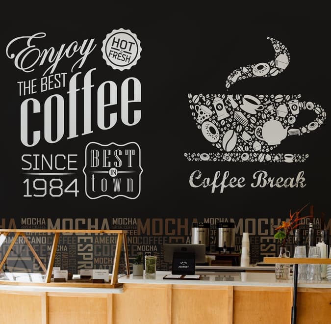 Fototapete mit Kaffee-Mocha-Typografie