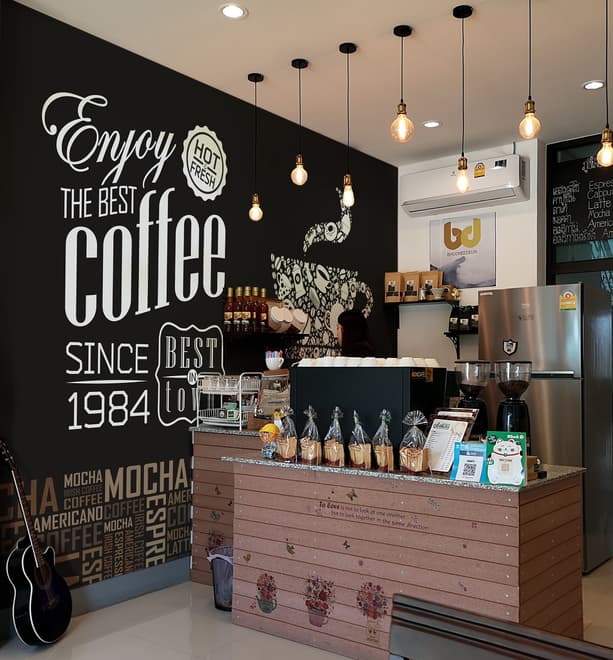 Coffee Mocha Typography Wallpaper Mural