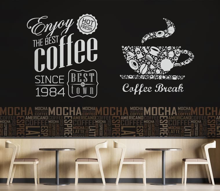 Coffee Mocha Typography Wallpaper Mural