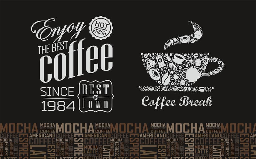 Coffee Mocha Typography Wallpaper Mural
