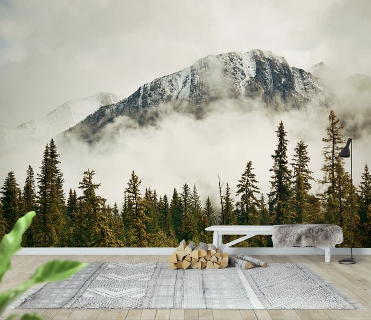 Snowy Mountain Landscape Wallpaper Mural