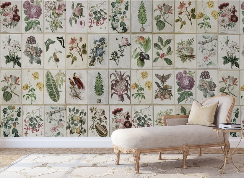 Vintage Blumen Keramik-Kunst Fototapete