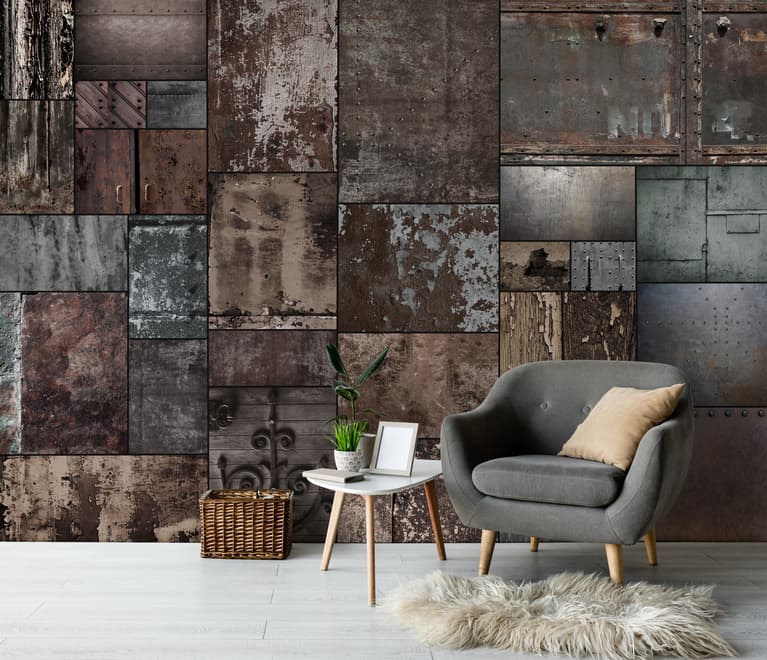 Dark Stone Wall Pattern Wallpaper Mural