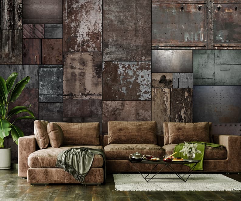Dark Stone Wall Pattern Wallpaper Mural