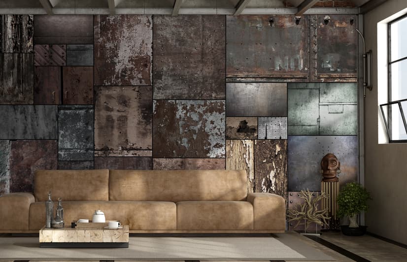 Dark Stone Wall Pattern Wallpaper Mural