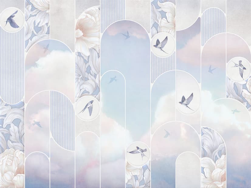 Dreamy Floral and Birds Wallpaper Mural