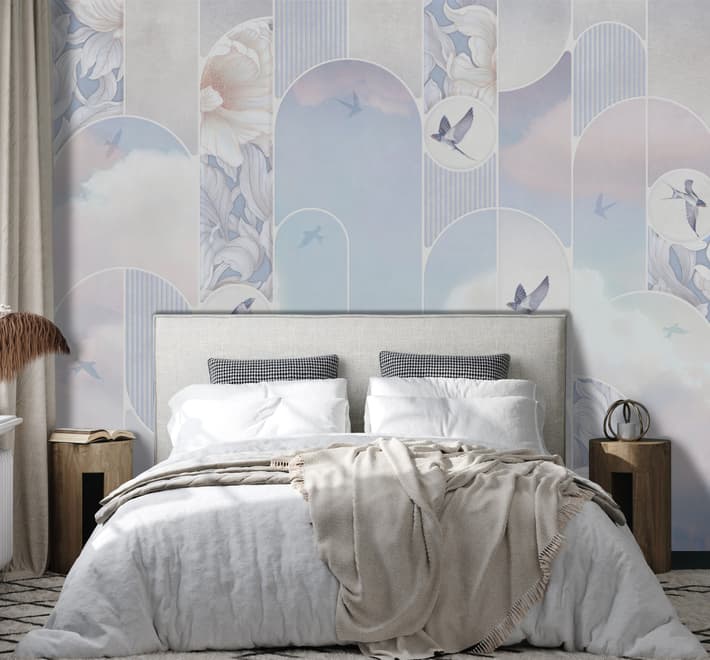 Dreamy Floral and Birds Wallpaper Mural