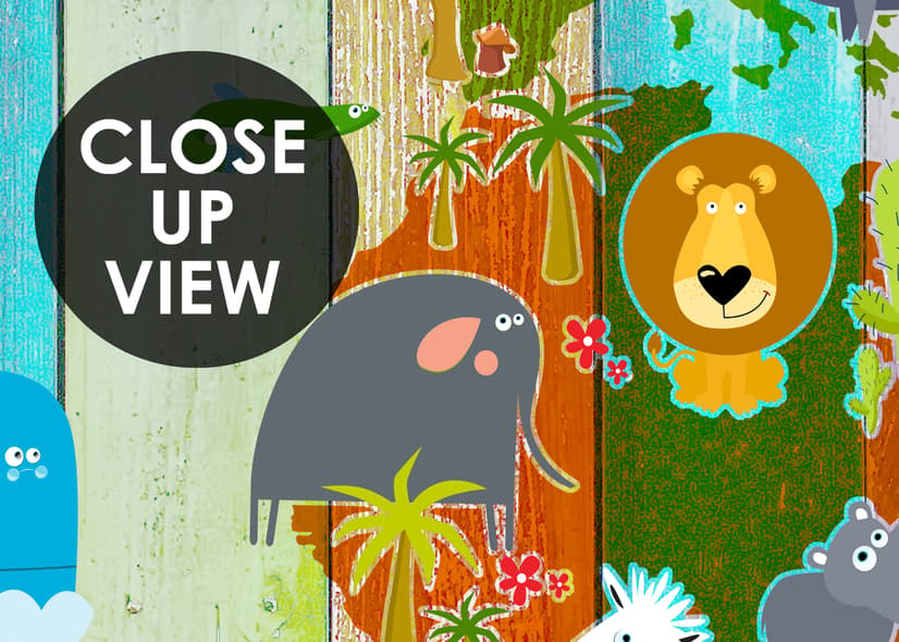 Kids World Map on the Colorful Wood Wallpaper Mural