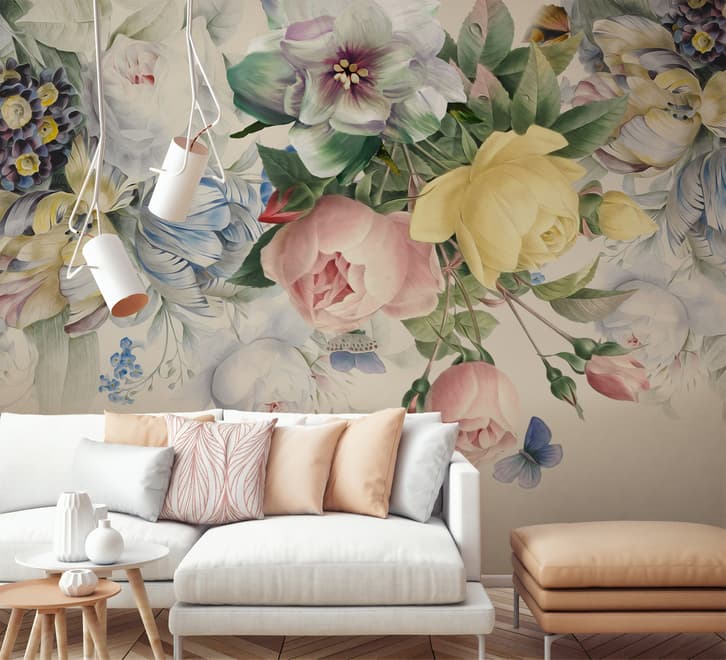 Vintage Colorful Floral Wallpaper Mural
