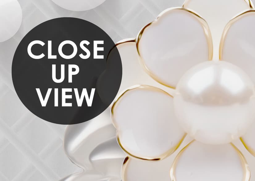 3D Look White Pearl Flower Wallpaper Mural