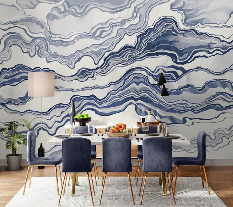Nordic Abstract Waves Wallpaper Mural