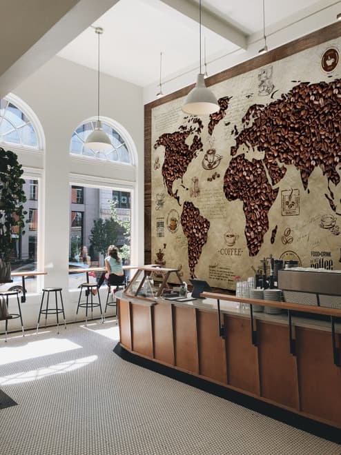 3D Looking Coffee Map Wallpaper Mural