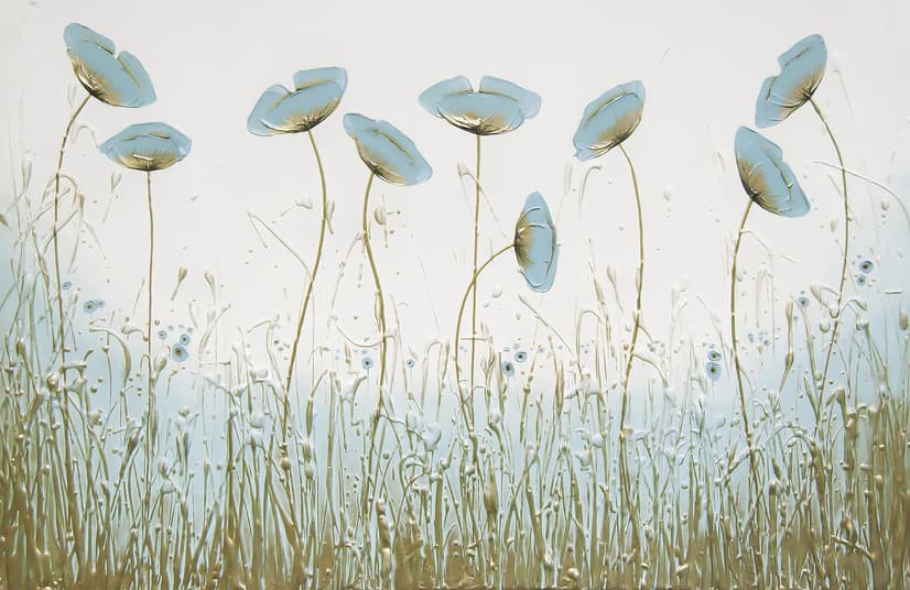 Ölgemälde Blaue Mohnblumen Fototapete