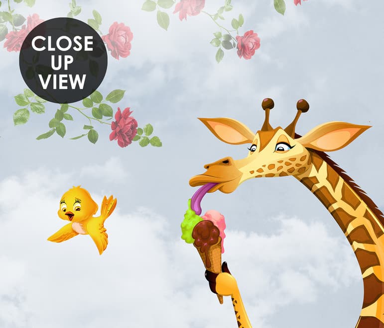 Cartoon Slackline with Animals Wallpaper Mural