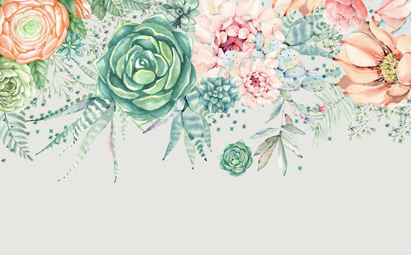 Nostalgic Soft Green Vine Floral Art Wallpaper Mural