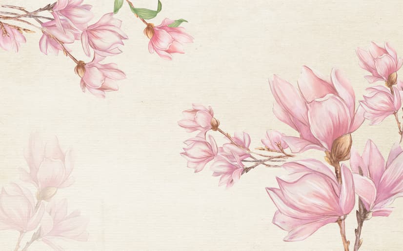 Aquarell Pink Magnolia Blüten Fototapete
