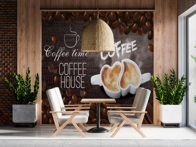 Coffee Beans with Mocha Wallpaper Mural