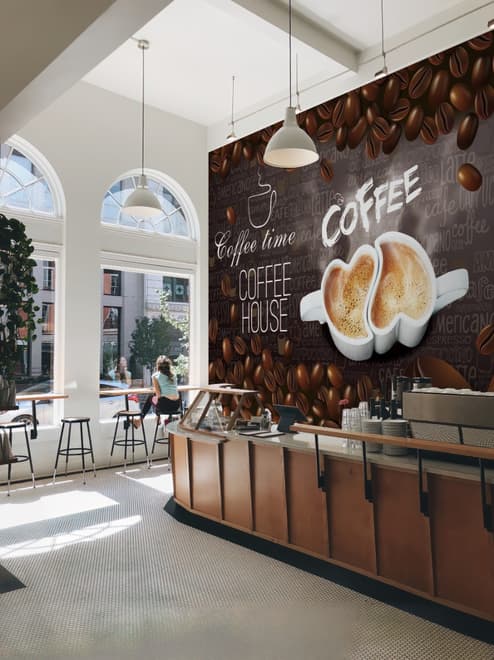 Coffee Beans with Mocha Wallpaper Mural
