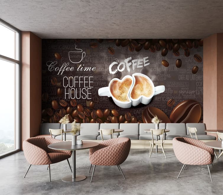 Coffee Beans with Mocha Wallpaper Mural