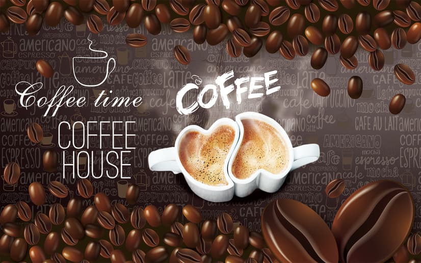 Coffee Beans with Mocha Wallpaper Mural