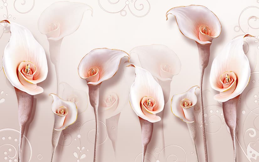 Elegante Calla-Lilie 3D Blumen Fototapete