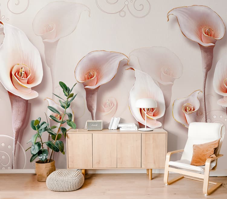 Elegante Calla-Lilie 3D Blumen Fototapete