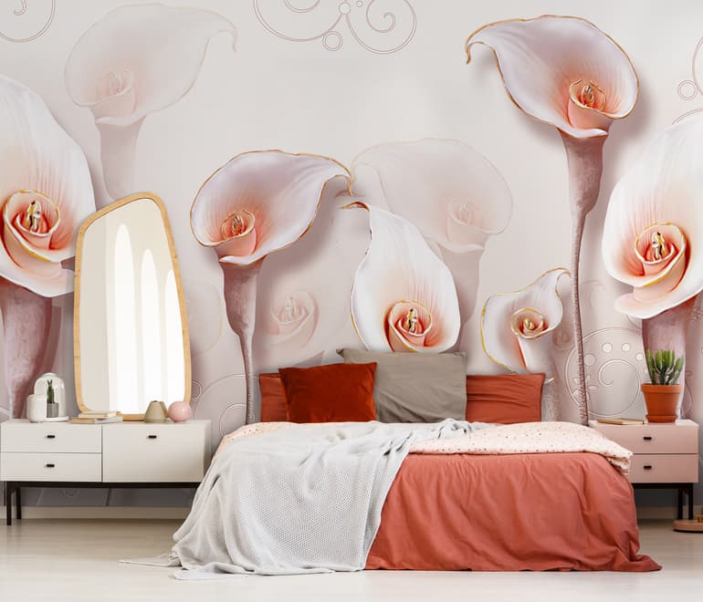Elegante Calla-Lilie 3D Blumen Fototapete