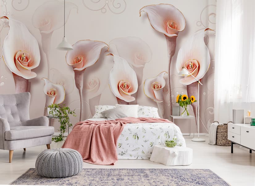 Elegante Calla-Lilie 3D Blumen Fototapete