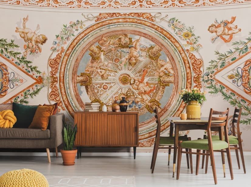 Ceiling Sculpture Angel Greek Wallpaper Mural