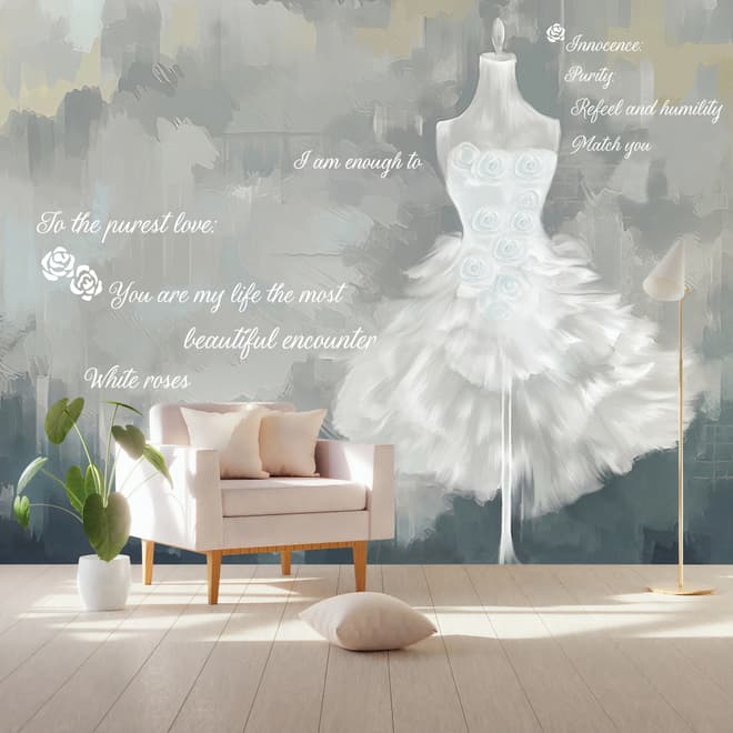 Aquarell Brautkleid Fototapete