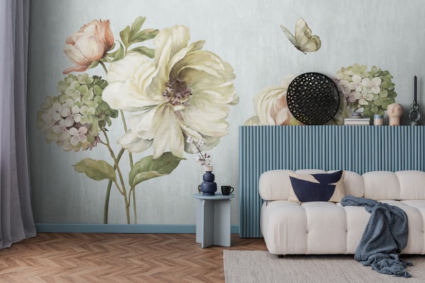 Vintage Peony Floral Wallpaper Mural