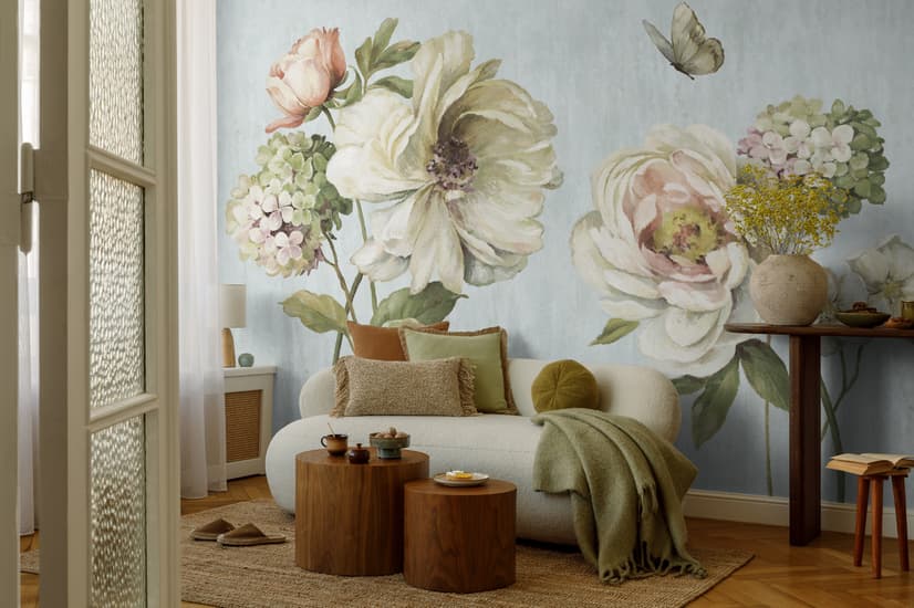 Vintage Peony Floral Wallpaper Mural