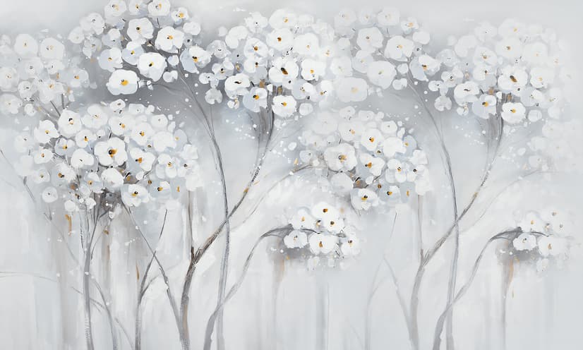 Watercolor Painting White Flowers Wallpaper Mural
