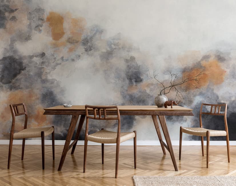 Watercolor Black Brown Smoked Paint Art Wallpaper Mural