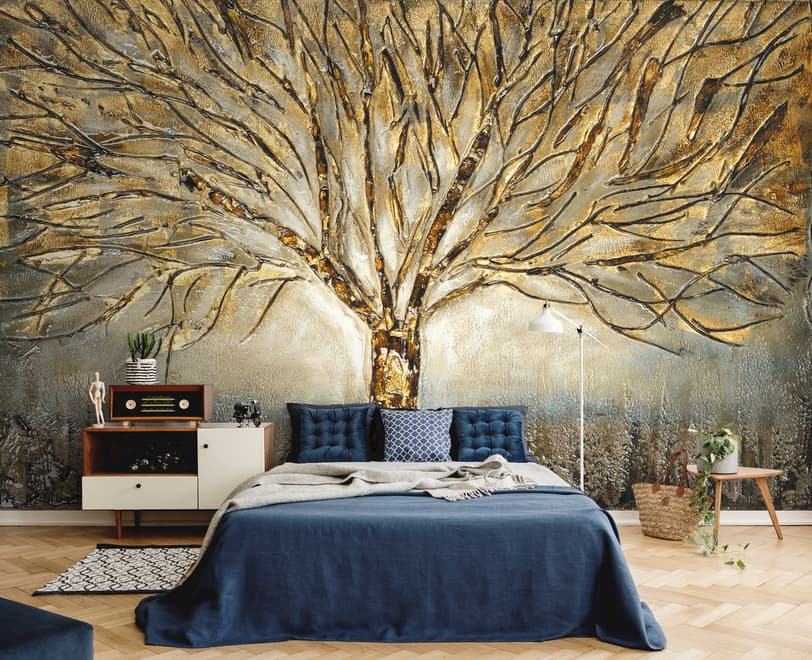 Watercolor Leafless Autumn Trees Wallpaper Mural